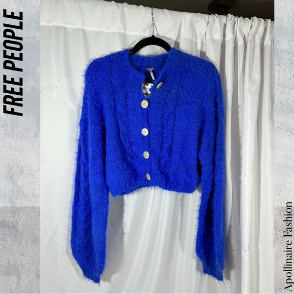 FREE PEOPLE WILLOW CARDI IN DAZZLING BLUE COMBO SMALL NWT - Picture 8 of 11